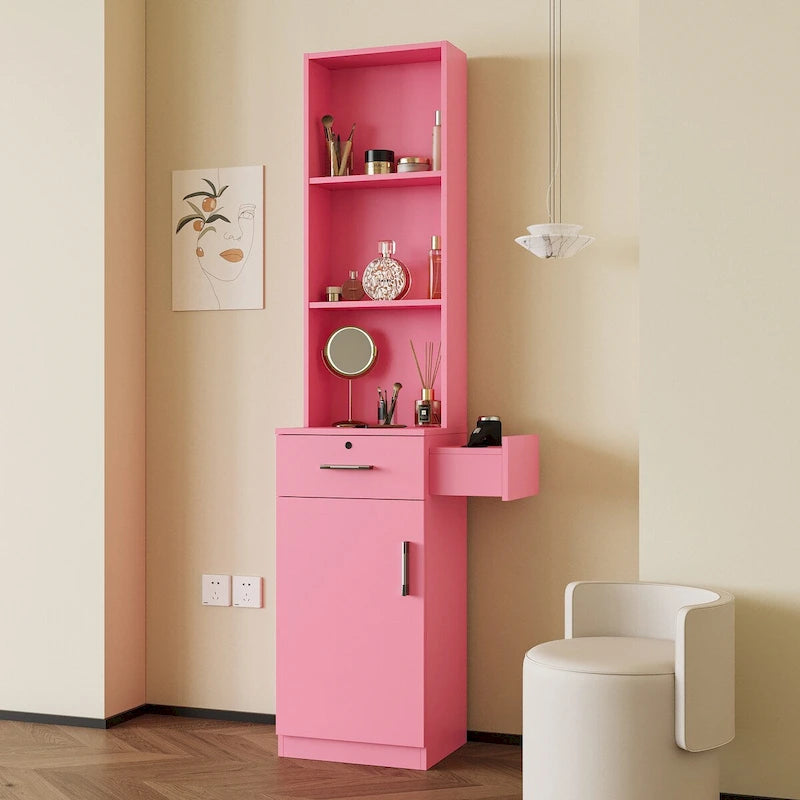 Armoire de rangement sur pied blanche/rose – Utilisation individuelle