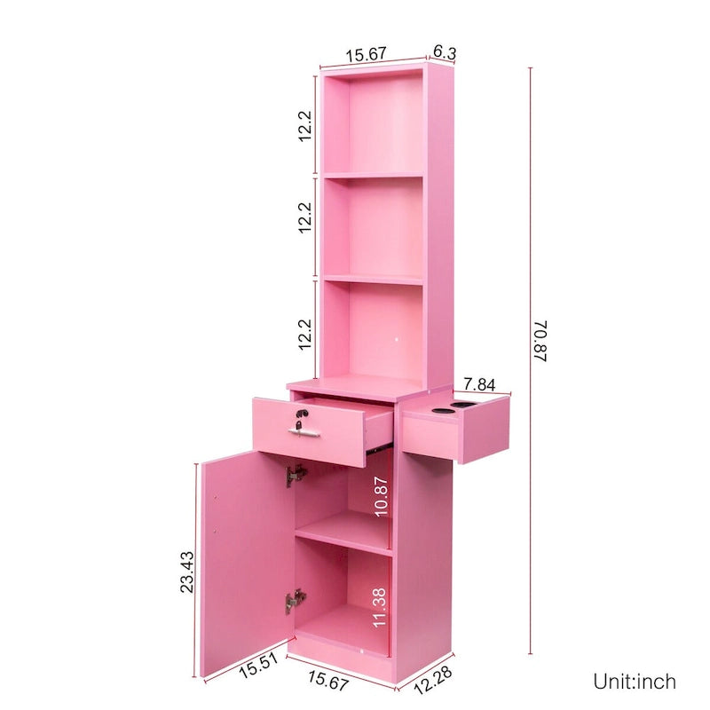 Armoire de rangement sur pied blanche/rose – Utilisation individuelle