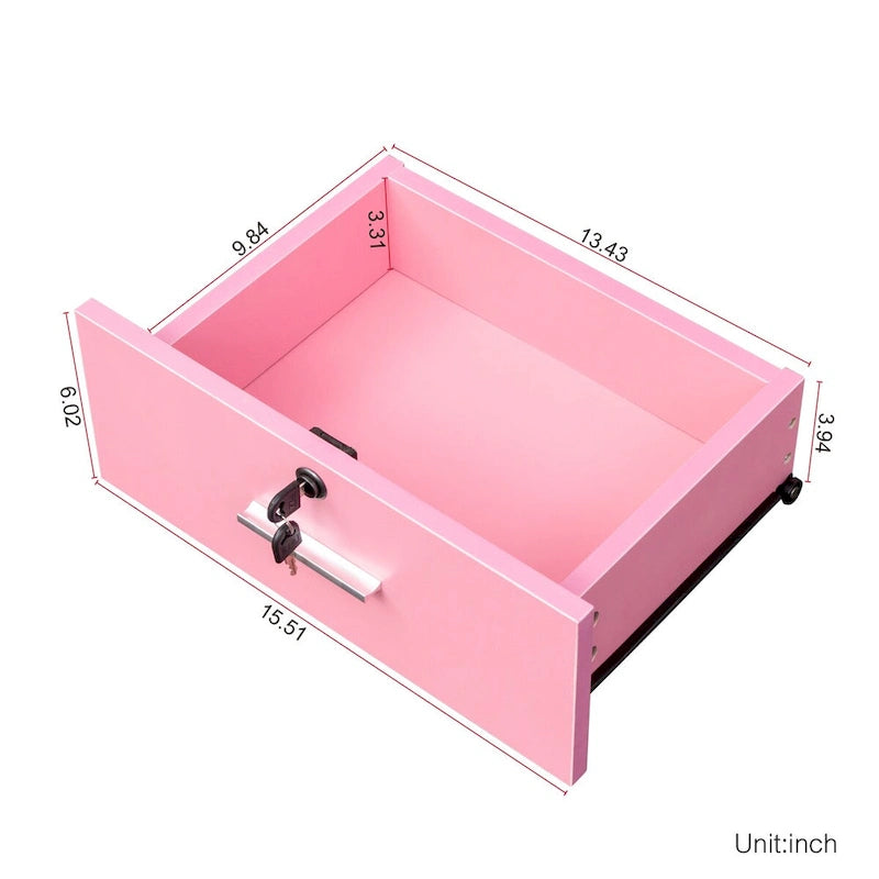 Armoire de rangement sur pied blanche/rose – Utilisation individuelle