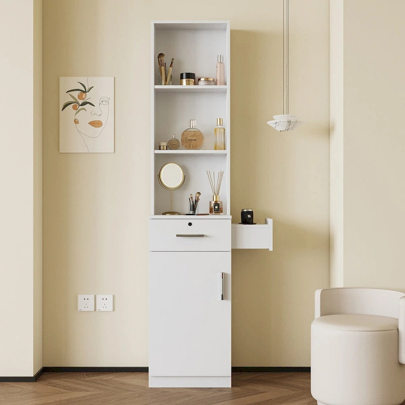 Armoire de rangement sur pied blanche/rose – Utilisation individuelle