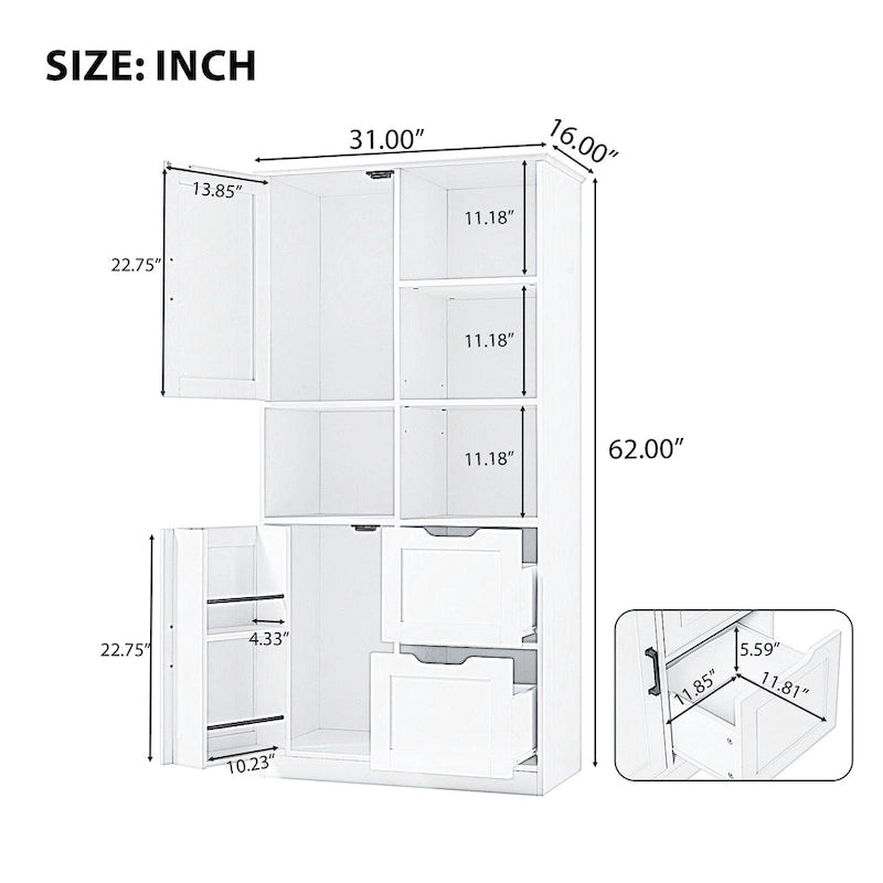 Meuble de rangement haut blanc pour 1 personne
