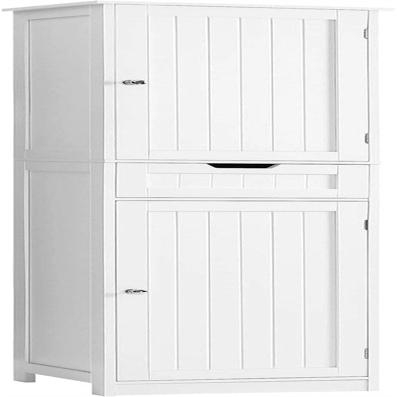 Armoire de rangement 2 portes marron/noir/blanc, montage 1 personne