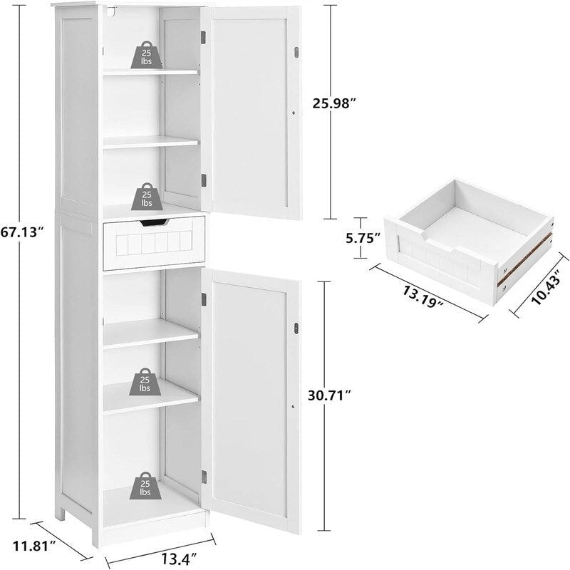 Armoire de rangement 2 portes marron/noir/blanc, montage 1 personne