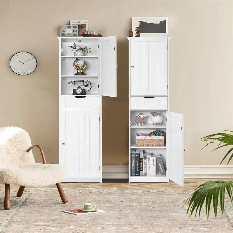Armoire de rangement 2 portes marron/noir/blanc, montage 1 personne