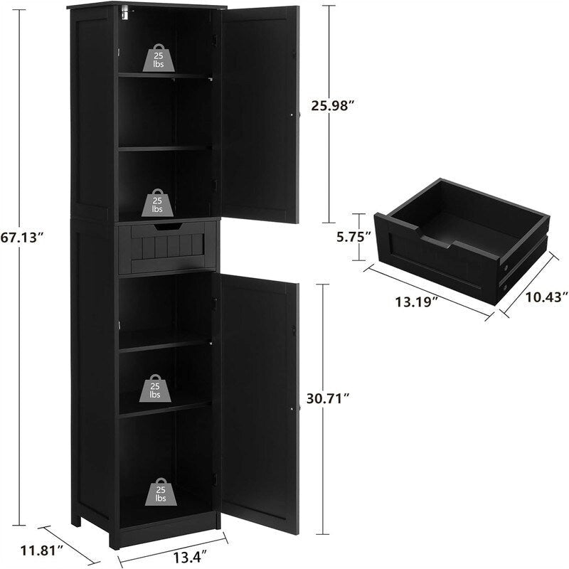 Armoire de rangement 2 portes marron/noir/blanc, montage 1 personne