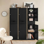 Armoire de rangement 2 portes marron/noir/blanc, montage 1 personne
