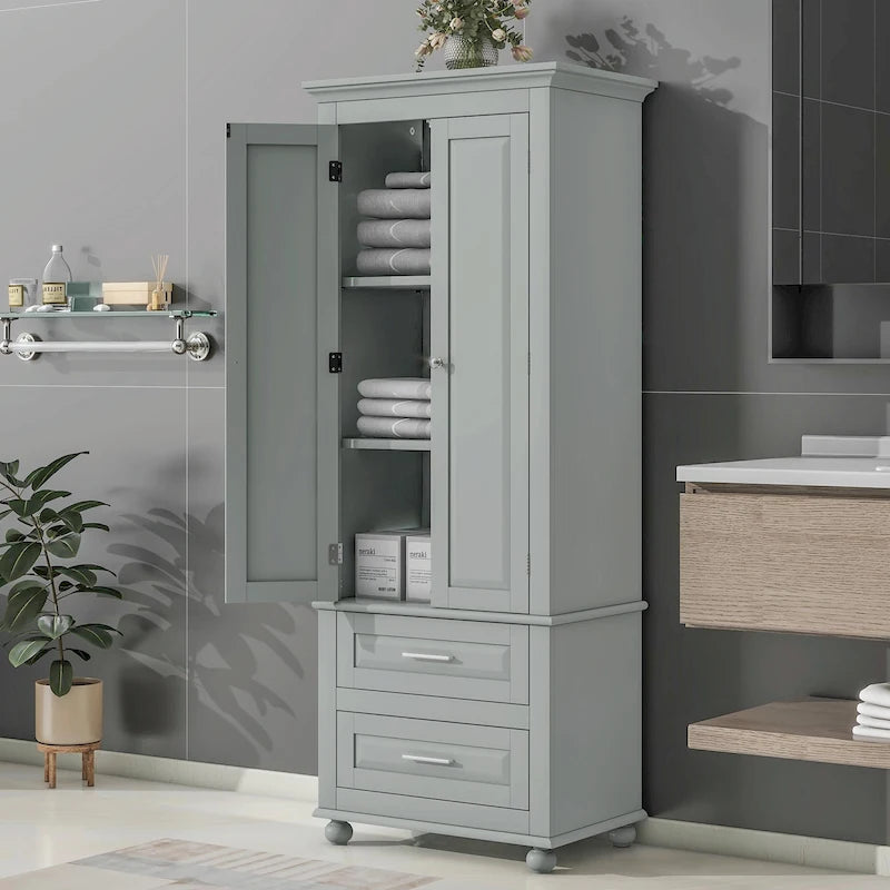 Armoire de rangement haute avec deux tiroirs