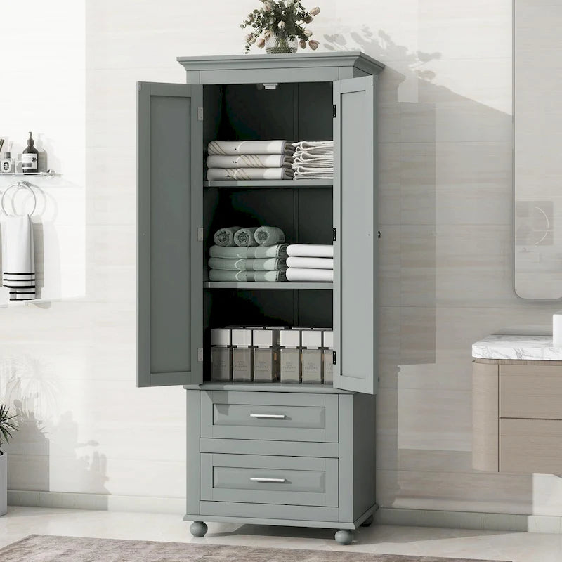 Armoire de rangement haute avec deux tiroirs