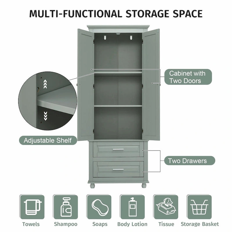 Armoire de rangement haute avec deux tiroirs