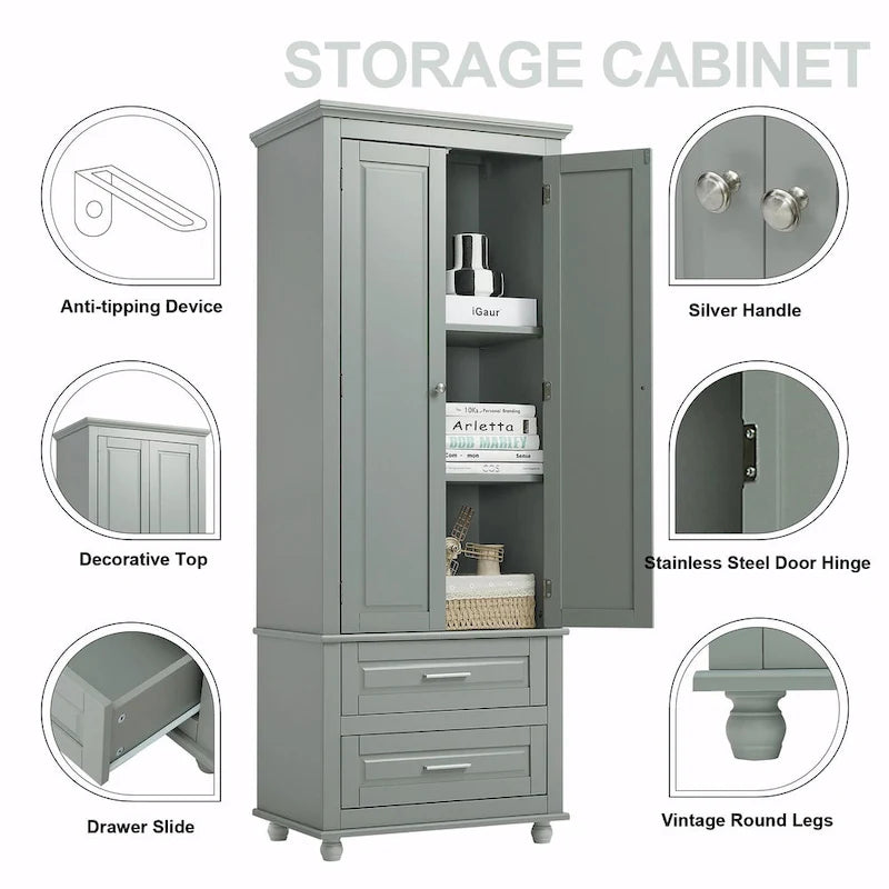 Armoire de rangement haute avec deux tiroirs