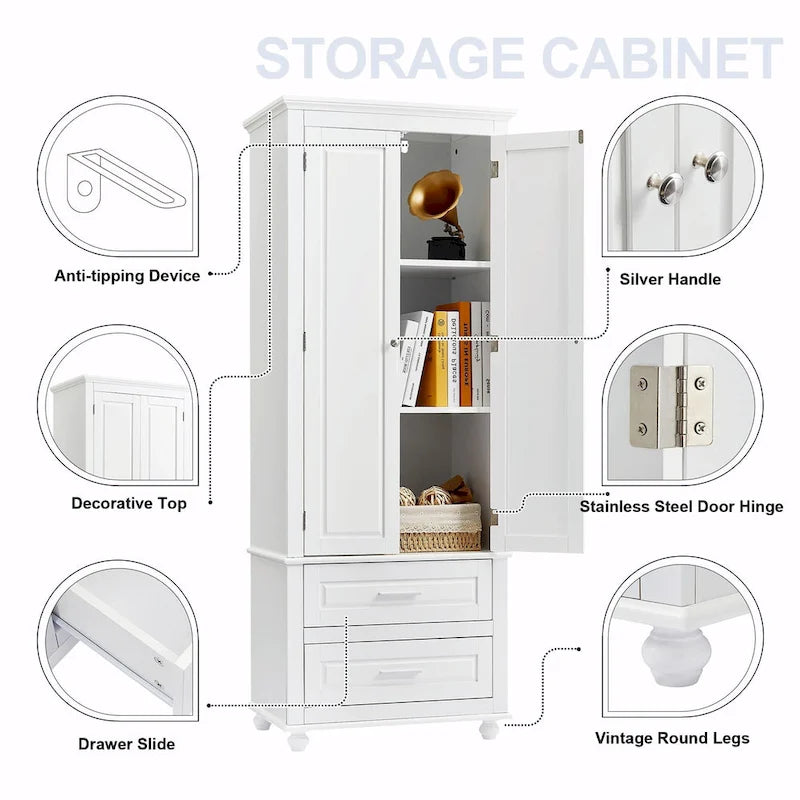 Armoire de rangement haute avec deux tiroirs