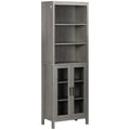 Meuble de rangement haut et étroit pour salle de bain, gris/blanc