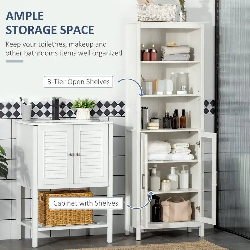 Meuble de rangement haut et étroit pour salle de bain, gris/blanc