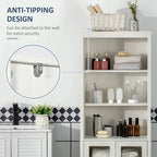 Meuble de rangement haut et étroit pour salle de bain, gris/blanc