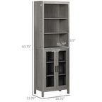 Meuble de rangement haut et étroit pour salle de bain, gris/blanc