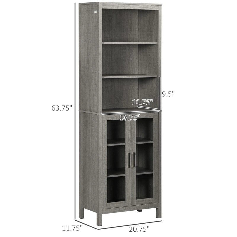 Meuble de rangement haut et étroit pour salle de bain, gris/blanc