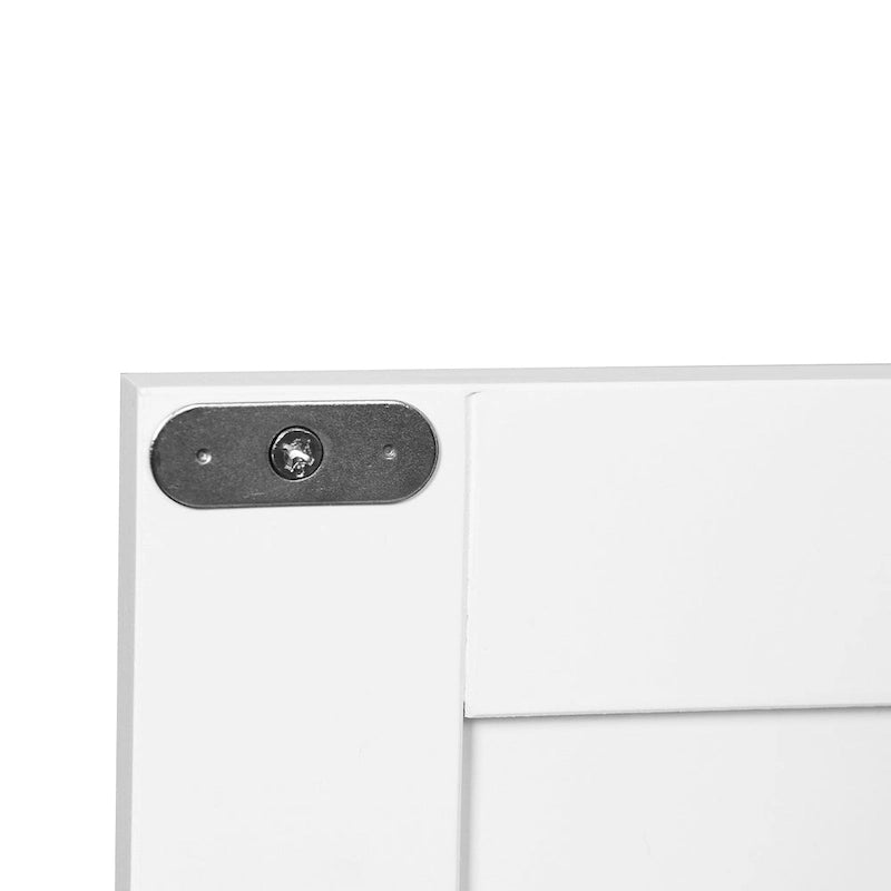 Meuble de rangement double porte blanc sur pied, étagère réglable, assemblage par 1 personne