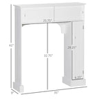 Meuble de rangement blanc à poser au-dessus des toilettes avec portes coulissantes et étagère réglable