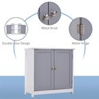 Meuble de rangement sous évier en U, double porte, 1 personne, blanc et gris