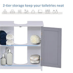 Meuble de rangement sous évier en U, double porte, 1 personne, blanc et gris