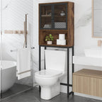 Étagère de rangement multi-couleurs de style industriel pour toilettes, montage par 1 personne, porte en maille