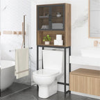 Étagère de rangement multi-couleurs de style industriel pour toilettes, montage par 1 personne, porte en maille