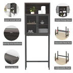 Étagère de rangement multi-couleurs de style industriel pour toilettes, montage par 1 personne, porte en maille