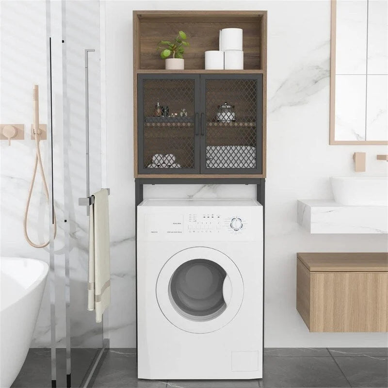 Étagère de rangement multi-couleurs de style industriel pour toilettes, montage par 1 personne, porte en maille