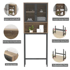 Étagère de rangement multi-couleurs de style industriel pour toilettes, montage par 1 personne, porte en maille