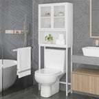 Étagère de rangement multi-couleurs de style industriel pour toilettes, montage par 1 personne, porte en maille