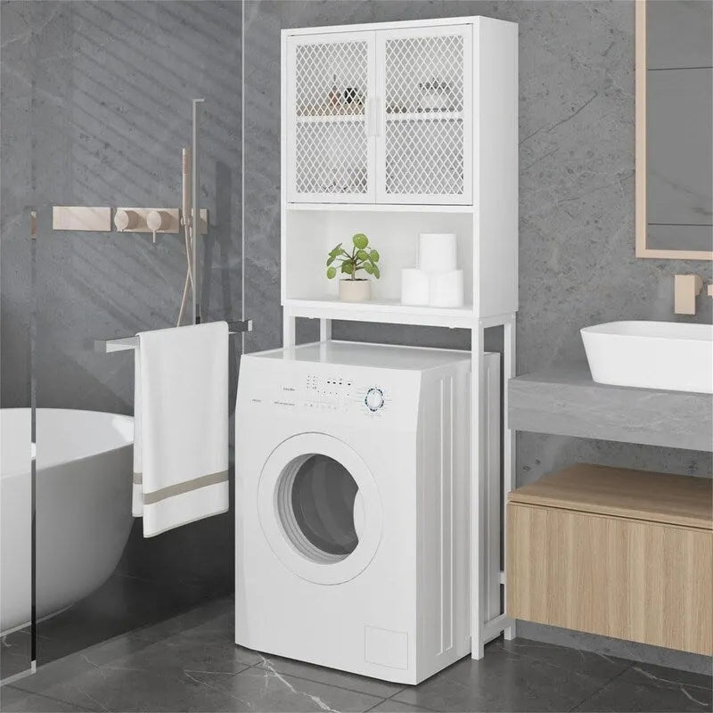 Étagère de rangement multi-couleurs de style industriel pour toilettes, montage par 1 personne, porte en maille