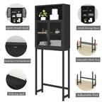 Étagère de rangement multi-couleurs de style industriel pour toilettes, montage par 1 personne, porte en maille