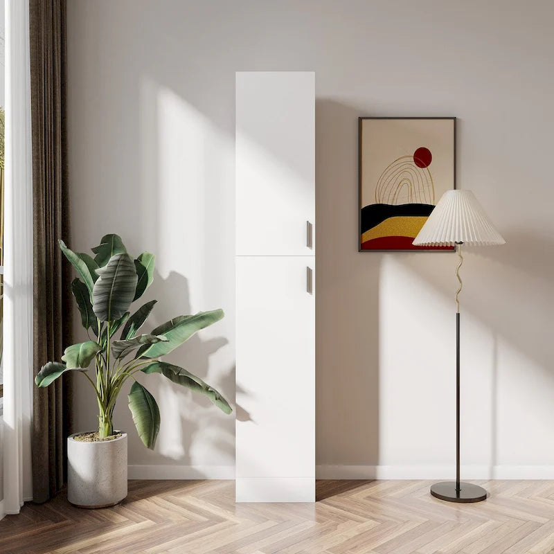 Meuble de rangement haut et étroit noir/blanc – 3 étagères fixes