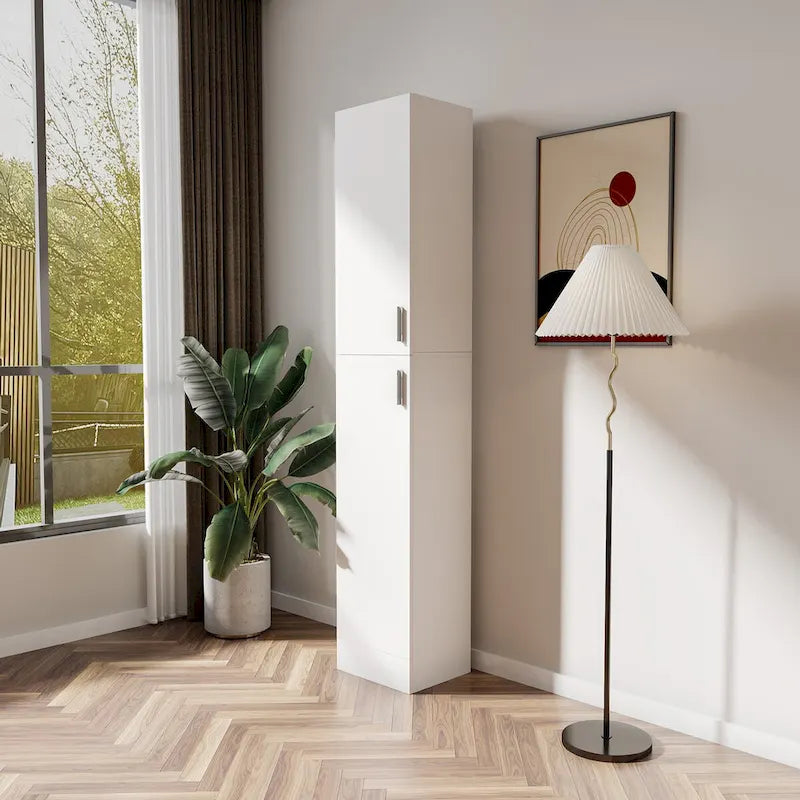 Meuble de rangement haut et étroit noir/blanc – 3 étagères fixes