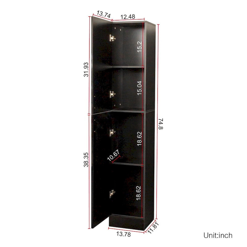 Meuble de rangement haut et étroit noir/blanc – 3 étagères fixes