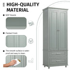 Meuble de rangement haut gris avec 2 tiroirs et étagère réglable