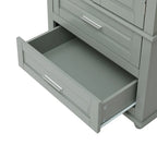 Meuble de rangement haut gris/blanc avec 2 tiroirs et une étagère réglable