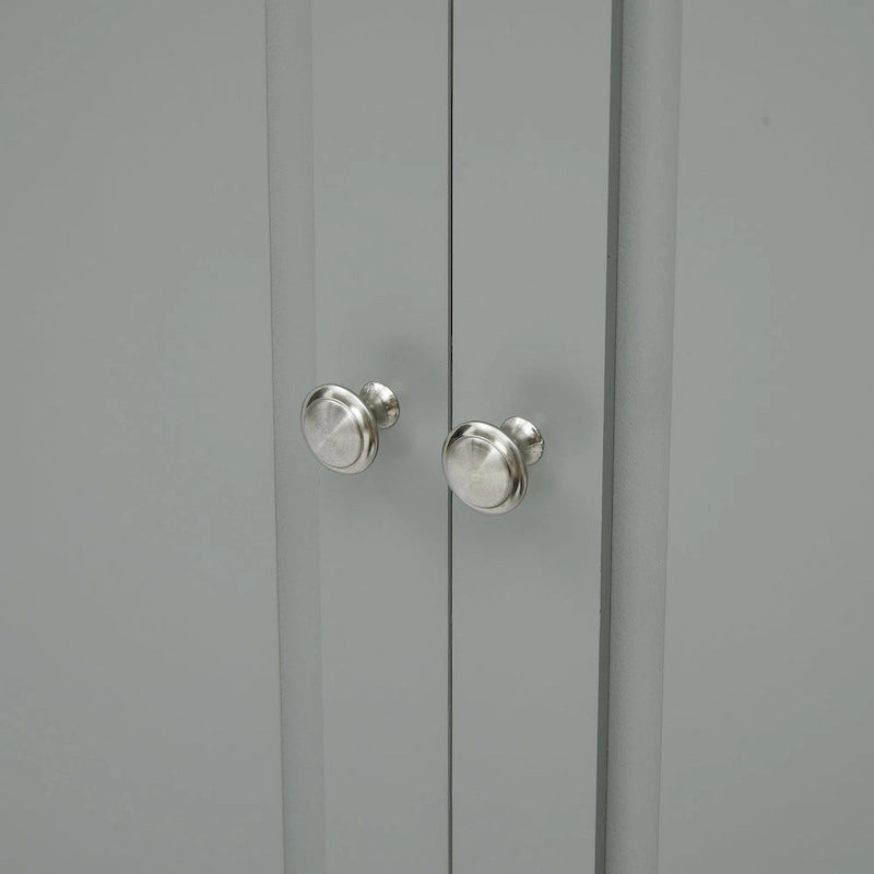 Meuble de rangement haut gris/blanc avec 2 tiroirs et une étagère réglable
