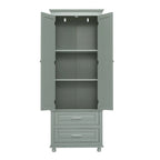 Meuble de rangement haut gris/blanc avec 2 tiroirs et une étagère réglable