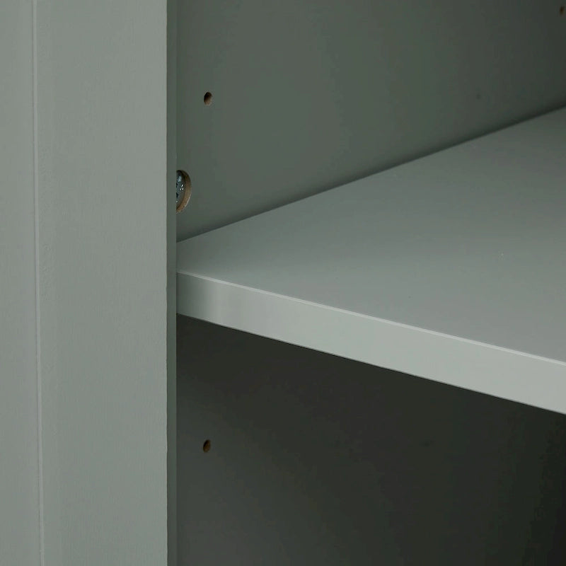 Meuble de rangement haut gris/blanc avec 2 tiroirs et une étagère réglable
