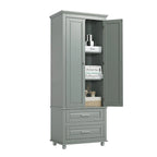 Meuble de rangement haut gris/blanc avec 2 tiroirs et une étagère réglable