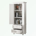 Meuble de rangement haut gris/blanc avec 2 tiroirs et une étagère réglable
