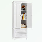 Meuble de rangement haut gris/blanc avec 2 tiroirs et une étagère réglable