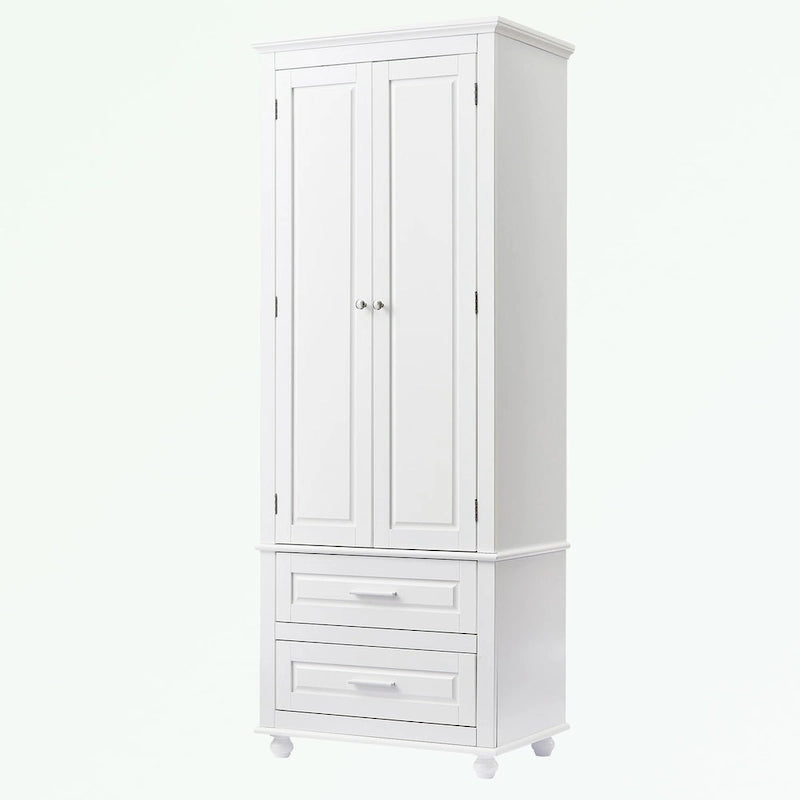 Meuble de rangement haut gris/blanc avec 2 tiroirs et une étagère réglable