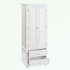 Meuble de rangement haut gris/blanc avec 2 tiroirs et une étagère réglable