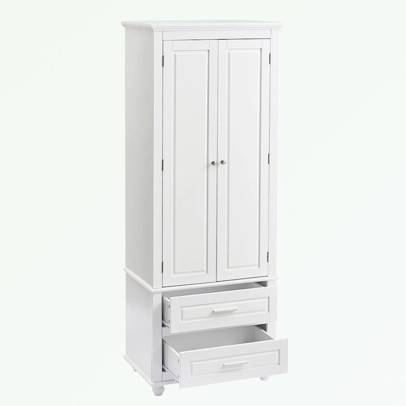 Meuble de rangement haut gris/blanc avec 2 tiroirs et une étagère réglable