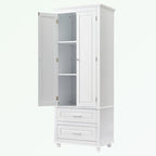 Meuble de rangement haut gris/blanc avec 2 tiroirs et une étagère réglable