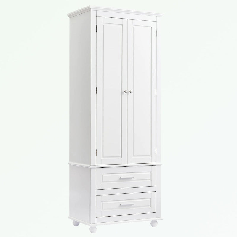 Meuble de rangement haut gris/blanc avec 2 tiroirs et une étagère réglable