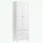 Meuble de rangement haut gris/blanc avec 2 tiroirs et une étagère réglable
