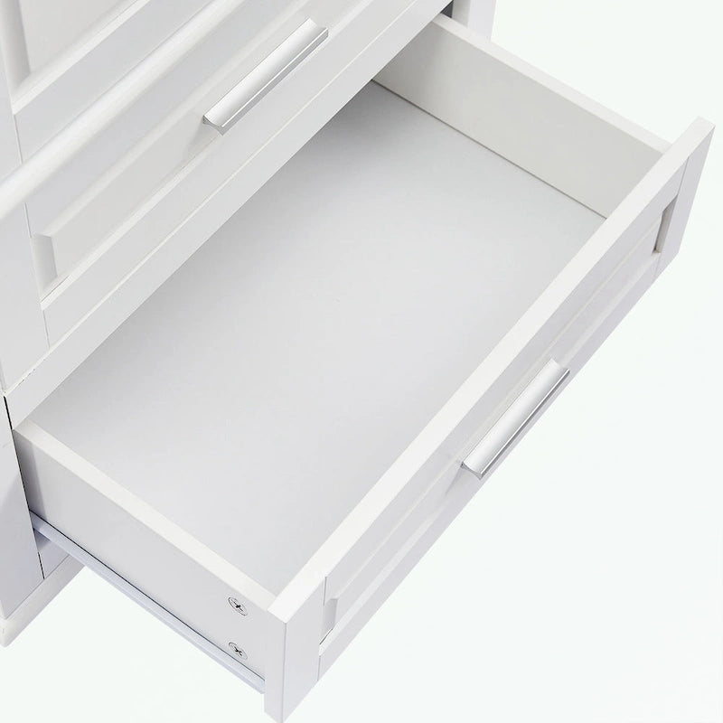 Meuble de rangement haut gris/blanc avec 2 tiroirs et une étagère réglable